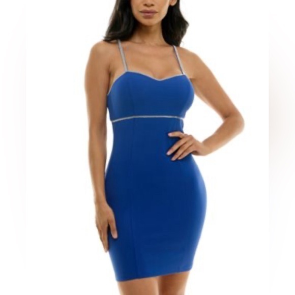 BCX Dresses & Skirts - BCX JUNIORS' RHINESTONE-DETAIL SCUBA-CREPE BODYCON DRESS